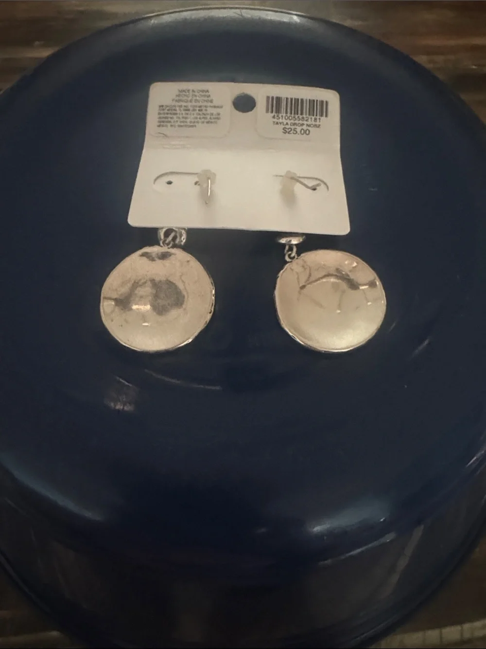 Chico's Shiny Silver Disc Drop Earrings